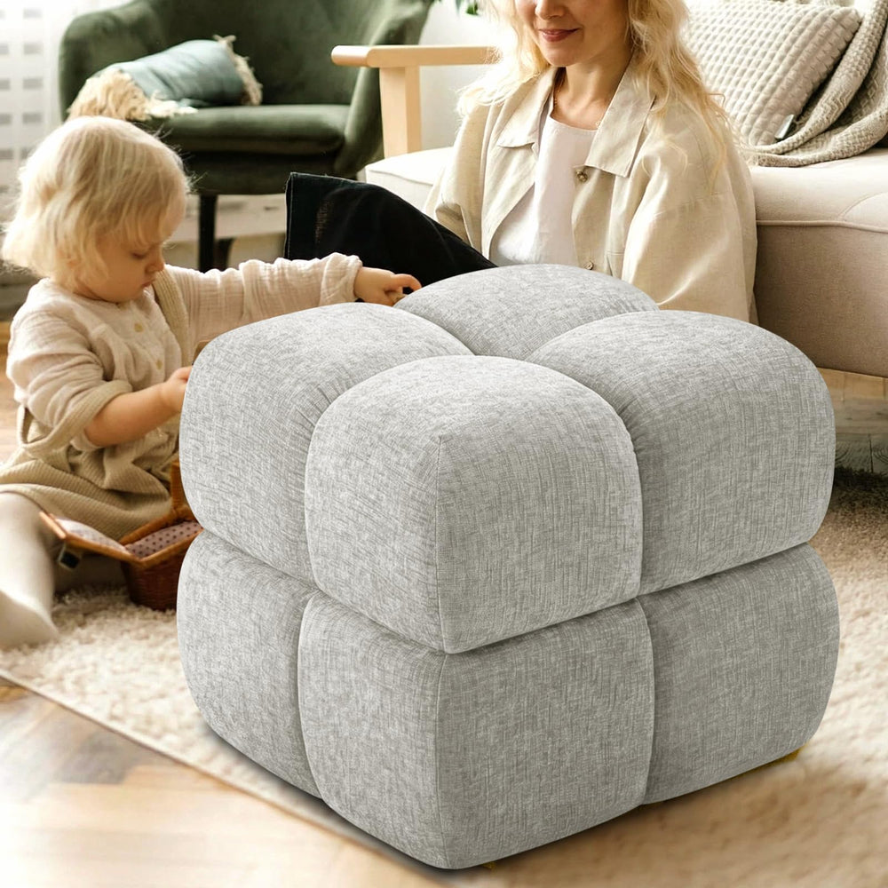 Oversized Square Storage Ottoman – Grey