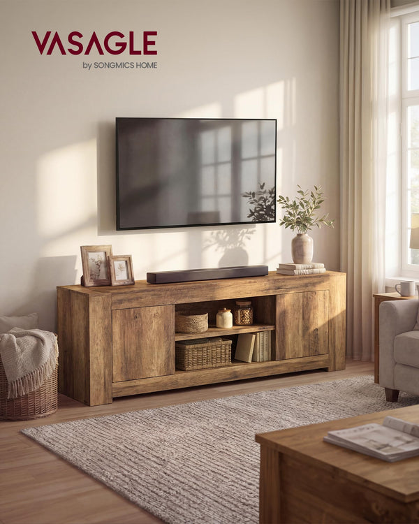 Farmhouse TV Stand with Storage Cabinets — 58" or 70" Media Console