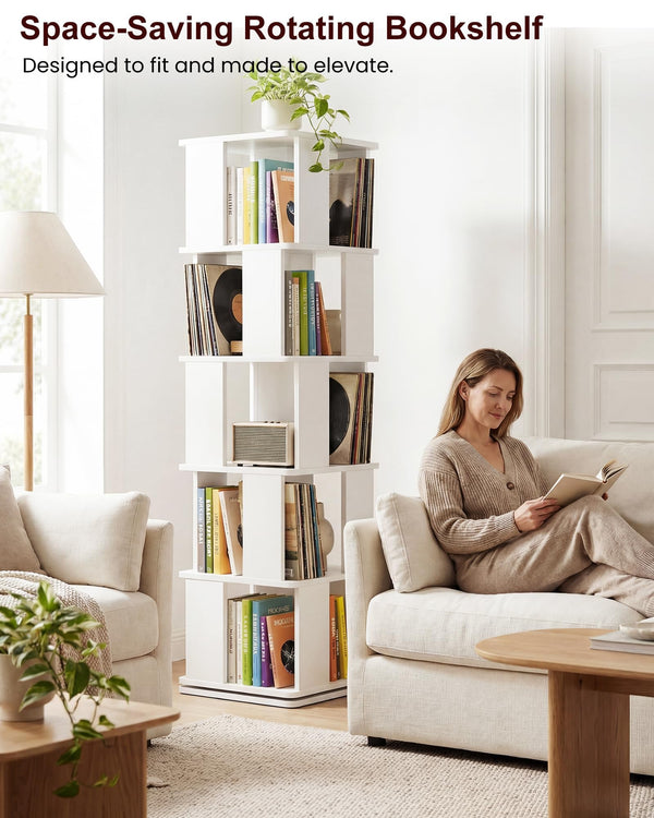 5-Tier Rotating Bookshelf Tower