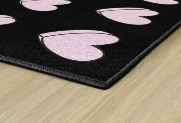Educational Area Rug for Kids Classroom & Playroom — Hearts on Black