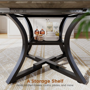 Round Extendable Dining Table Set for 4–8 with Cushion Chairs