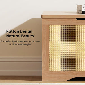 47" Rattan Storage Ottoman Bench with Lid – Large Entryway Trunk & Toy Box