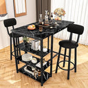 Counter Height Bar Table Set with Storage & Stools