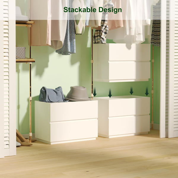 Stackable 2-Drawer Dresser Storage Cabinet
