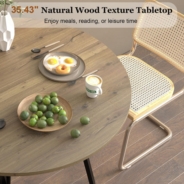 Round Dining Table Set for 4 with Upholstered Chairs