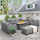 7-Piece Outdoor Patio Furniture Set with Propane Fire Pit Table