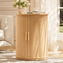 Round Side Table with Sliding Tambour Door