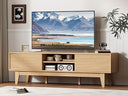 Rattan TV Stand with Sliding Doors & Open Shelves