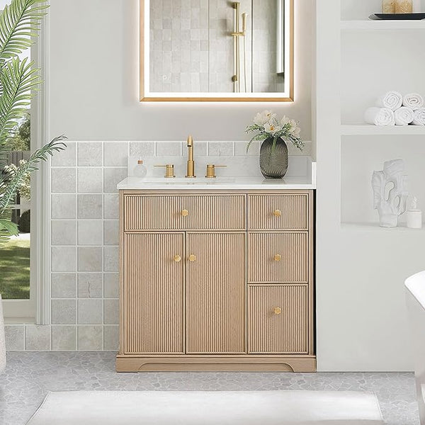 60-Inch Double Sink Bathroom Vanity with Ceramic Countertop