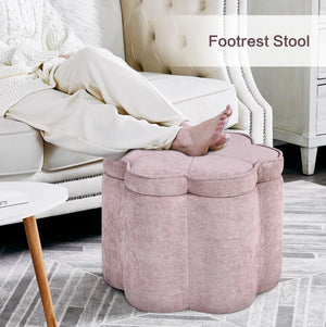 Floral Storage Ottoman Pouf – 19.5" Round, Holds 300 lbs