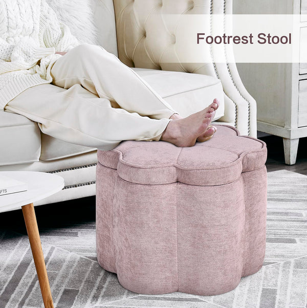 Floral Storage Ottoman Pouf – 19.5" Round, Holds 300 lbs
