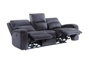 Power Reclining Sofa with USB Charging – Zero Wall Hugger, Grey