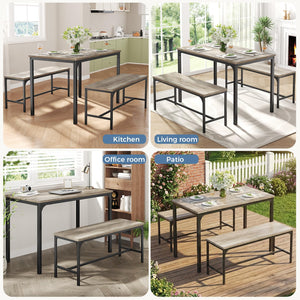 3-Piece Dining Table Set with Bench