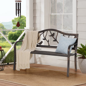 Cast Iron Outdoor Garden Bench with Backrest and Armrests