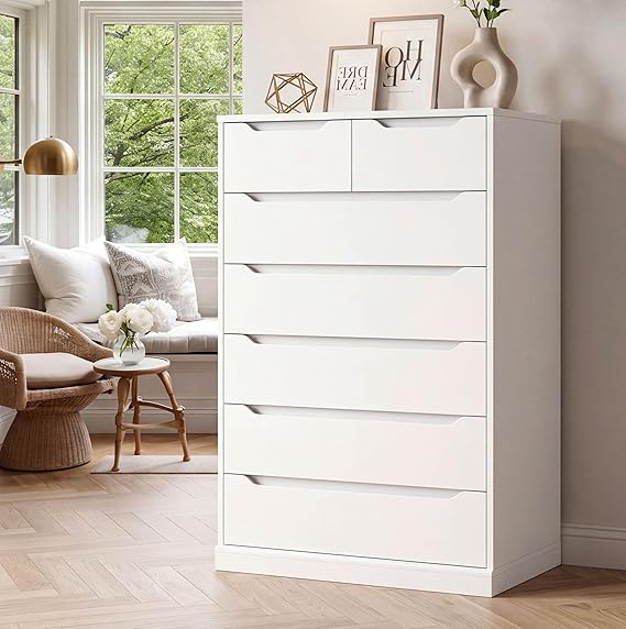 51" Tall 7-Drawer Dresser with Cut-Out Handles