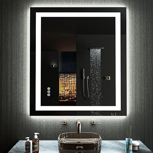 LED Bathroom Mirror with Lights – Anti-Fog, Dimmable, Backlit & Front Lit
