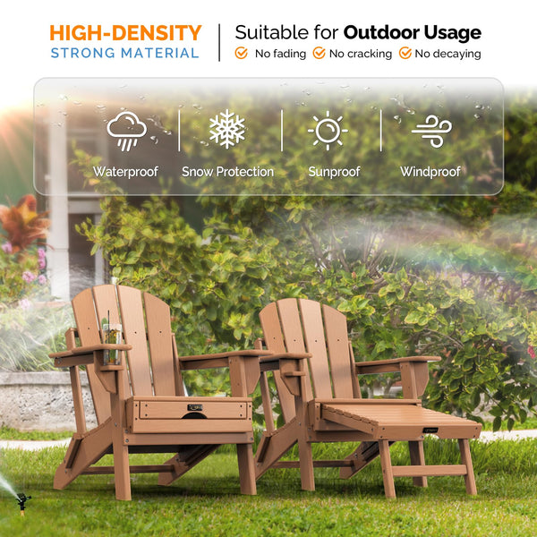 Folding Adirondack Chair Set with Hidden Ottoman