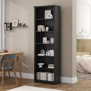 75" Tall 6-Tier Bookcase with 2 Adjustable Shelves