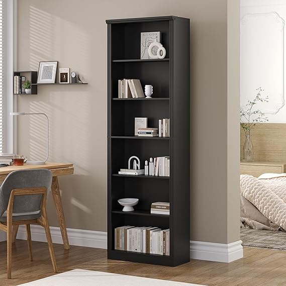 75" Tall 6-Tier Bookcase with 2 Adjustable Shelves