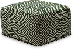 Rectangular Handwoven Geometric Cotton Pouf Ottoman
