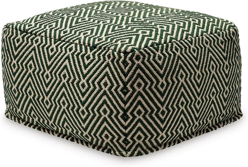 Rectangular Handwoven Geometric Cotton Pouf Ottoman