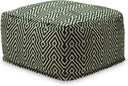 Handwoven Geometric Pouf Ottoman – Orange & White
