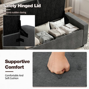 Storage Ottoman Bench with Lid – 47" Upholstered Entryway Bench
