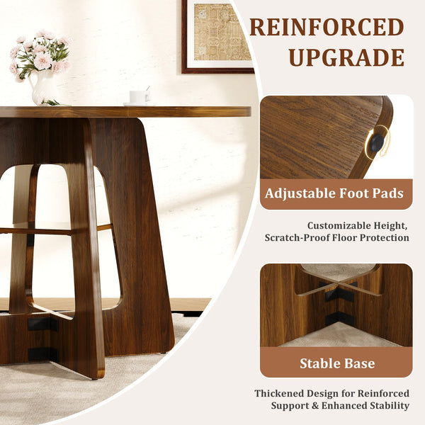 Round Dining Table 47 Inch with Under-Table Storage