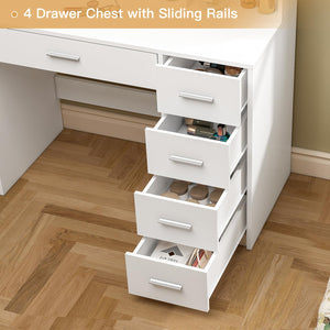 Makeup Vanity Desk with Mirror & Lights, 5 Drawers