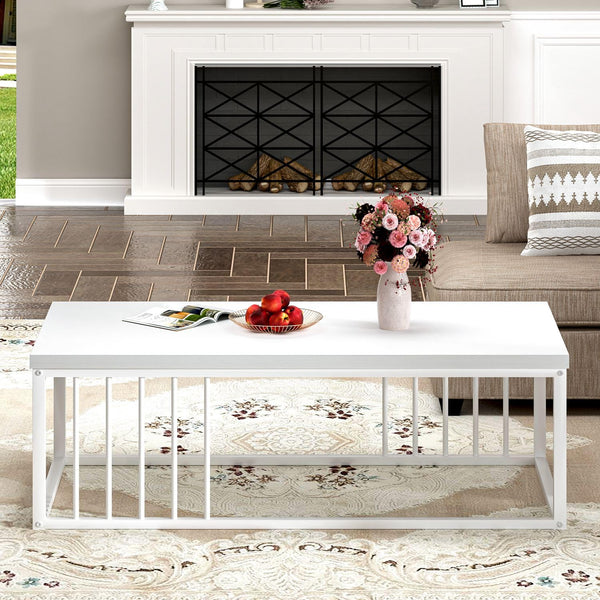 Modern Industrial Coffee Table with Metal Frame