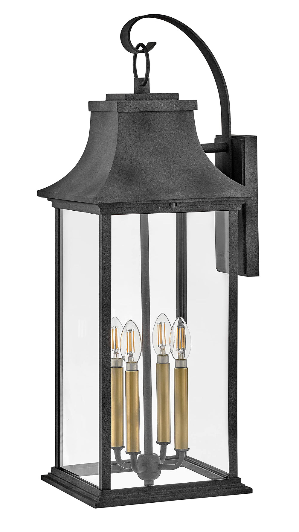 Four-Light Outdoor Wall Mount Lantern – Aluminum & Clear Glass