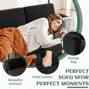 L-Shaped Sectional Sofa with Ottoman & Removable Pillows