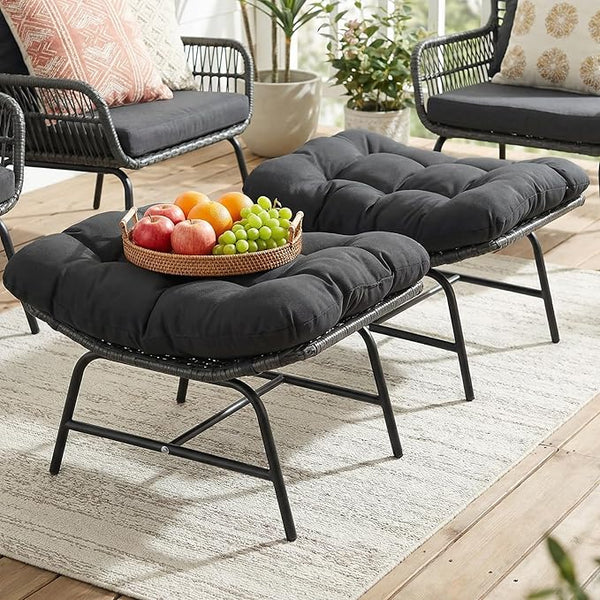 Outdoor Wicker Ottoman Set of 2
