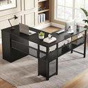 L-Shaped Corner Desk with Drawers & Storage