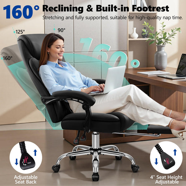 Big and Tall Office Chair 400lbs with Memory Foam Seat and Footrest
