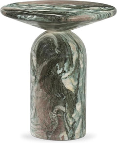 Round Faux Marble End Table – Reinforced Resin Side Table
