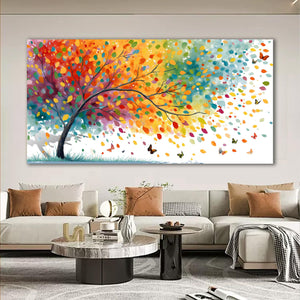 Tree of Life Canvas Wall Art – Colorful Butterfly Landscape, Multiple Sizes