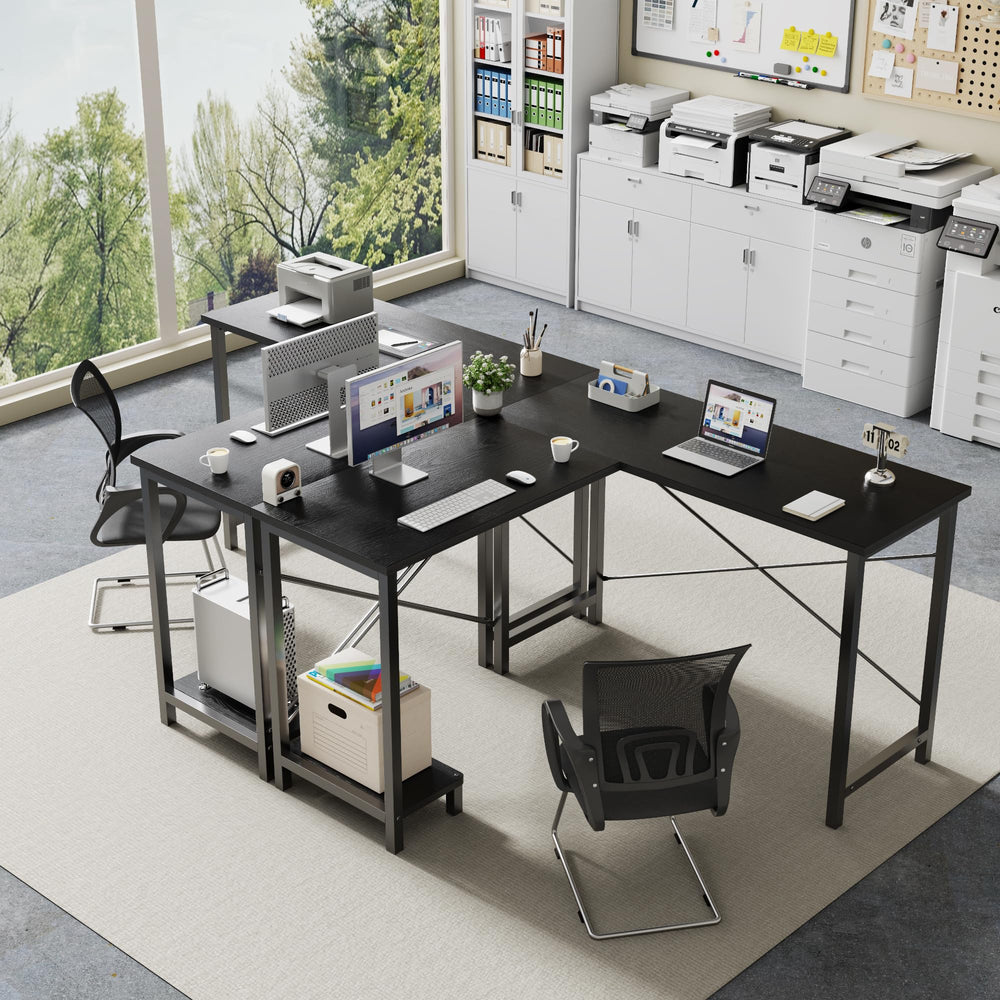 L-Shaped Gaming & Home Office Corner Desk 50 Inch with CPU Shelf