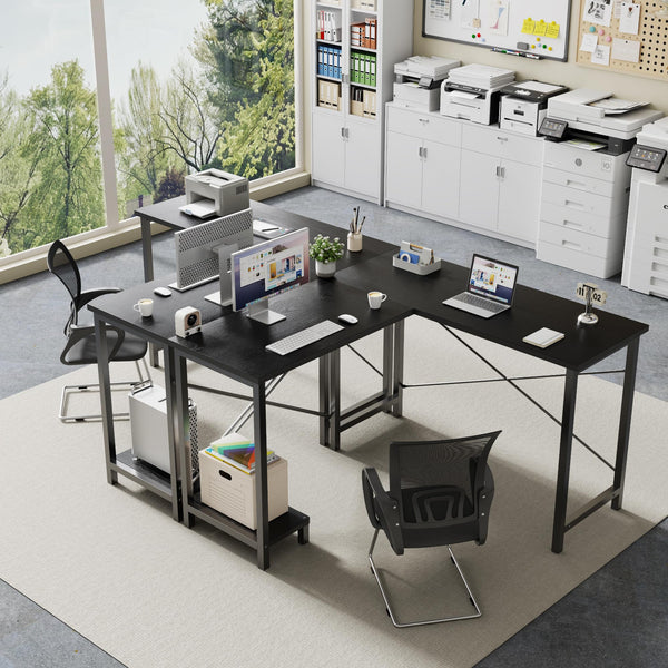 L-Shaped Gaming & Home Office Corner Desk 50 Inch with CPU Shelf