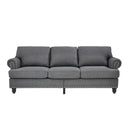 Modern 3-Seat Sofa with Round Armrests – Grey