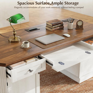 59" Victorian Executive Desk with Storage & Charging Station