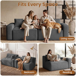 100" Cloud Boneless Loveseat – 2-Seater Chenille Foam Sofa