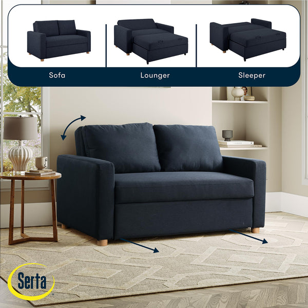 Convertible Sleeper Loveseat with Pocket Coils & Boucle Fabric