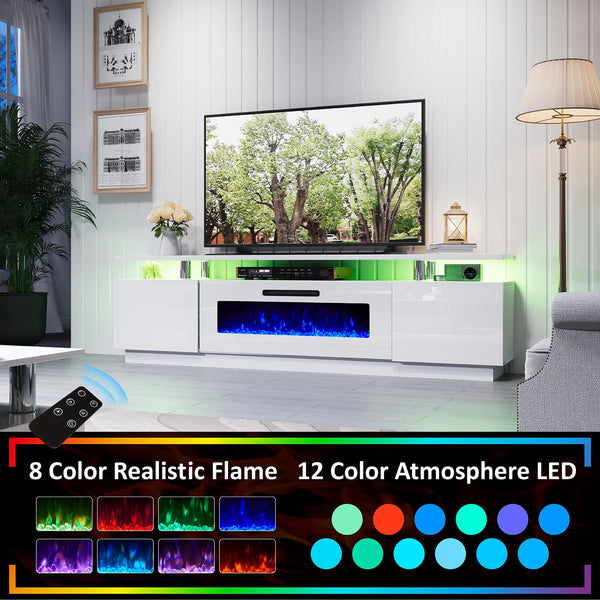 3-Piece Modern Living Room Table Set with Fireplace TV Stand & Coffee Table