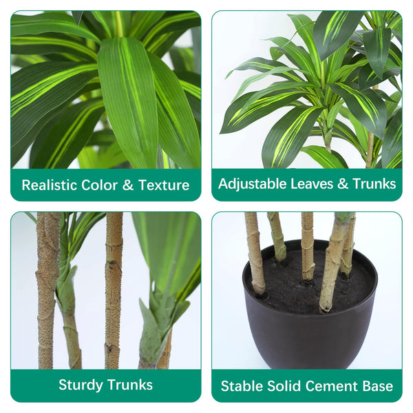 Tall Artificial Dracaena Tree – Indoor Fake Plant Decor