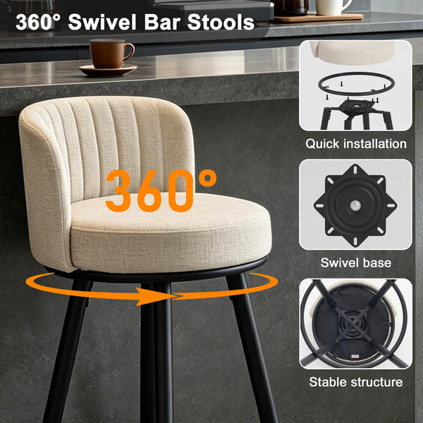 Swivel Bar Stools with Back & Footrest