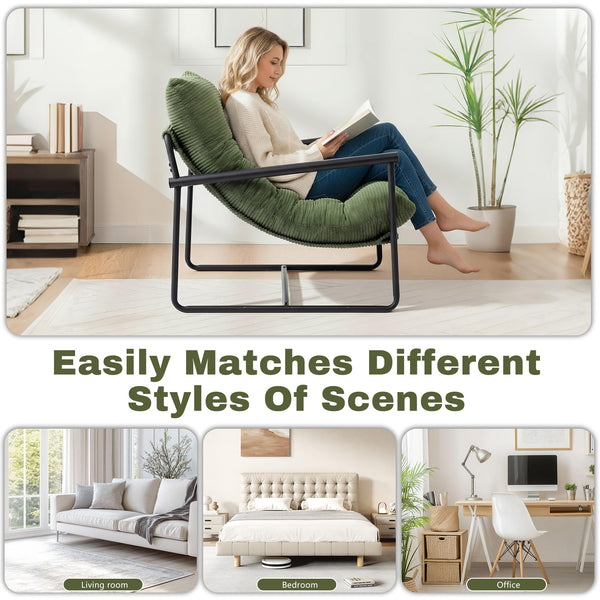 Modern Accent Chair with Metal Frame & Cushioned Seat