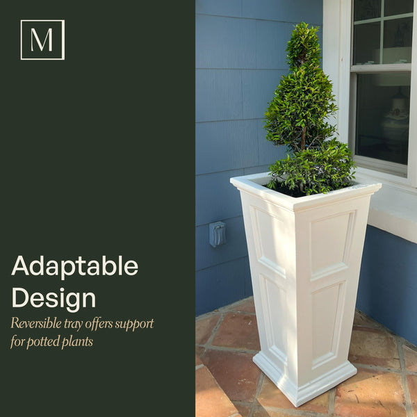 Tall Self-Watering Planter — 34" Polyethylene, UV & Weather Resistant, Indoor & Outdoor