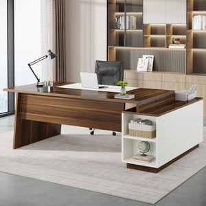 L-Shaped Executive Office Desk with Storage