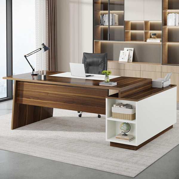 L-Shaped Executive Office Desk with Storage